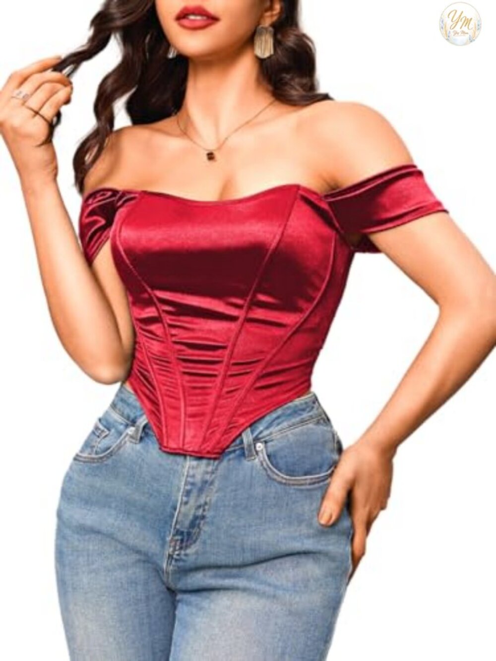 Satin Strapless Off Shoulder Corset Bustier Crop Top Night Out